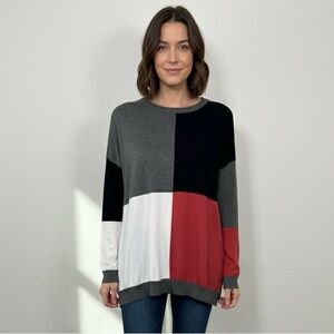 Planet by Lauren G Squared Colorblock Lagenlook Sweater